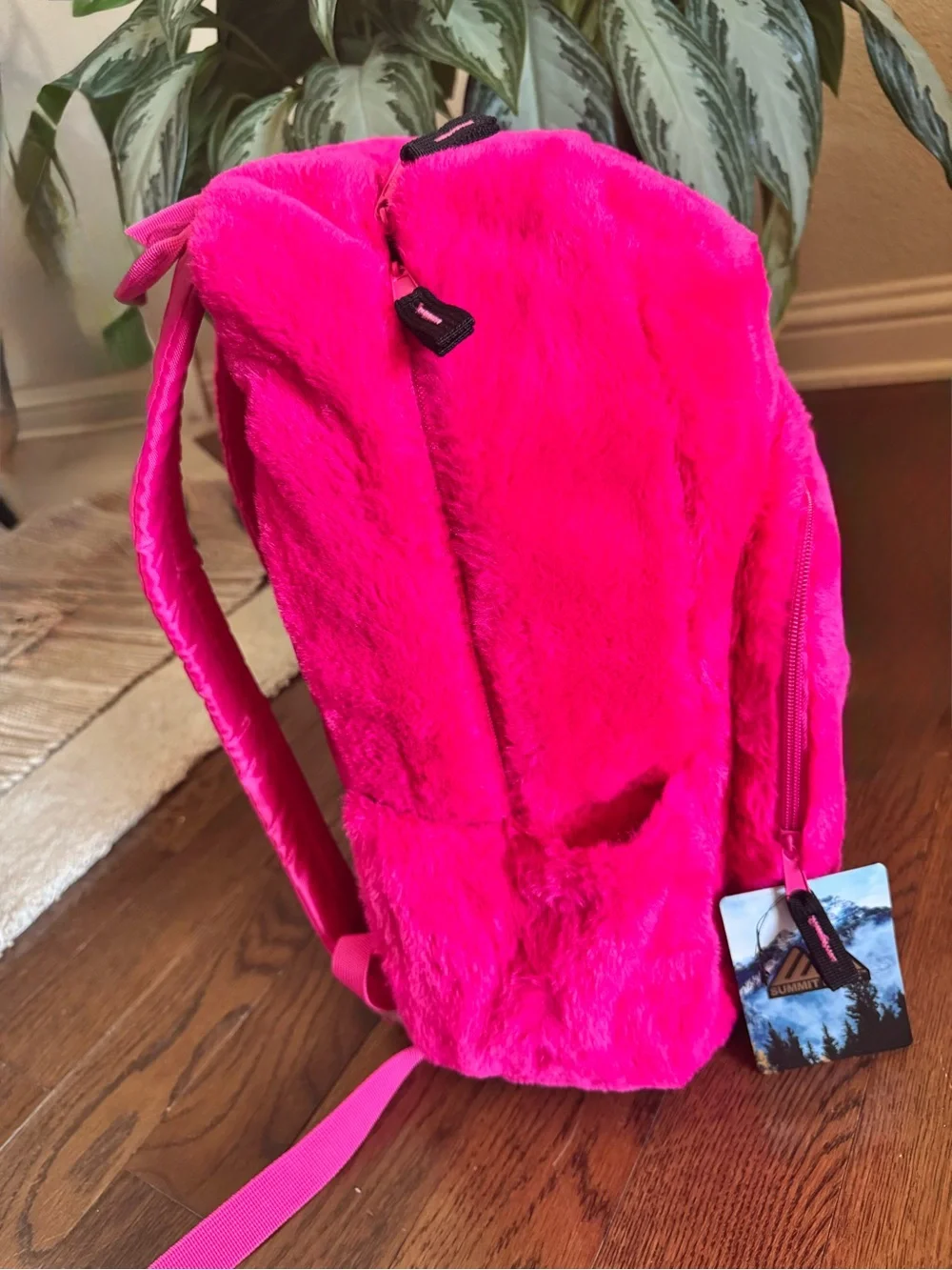 Fuchsia Plush Backpack - Soft Faux Fur (NWT)
